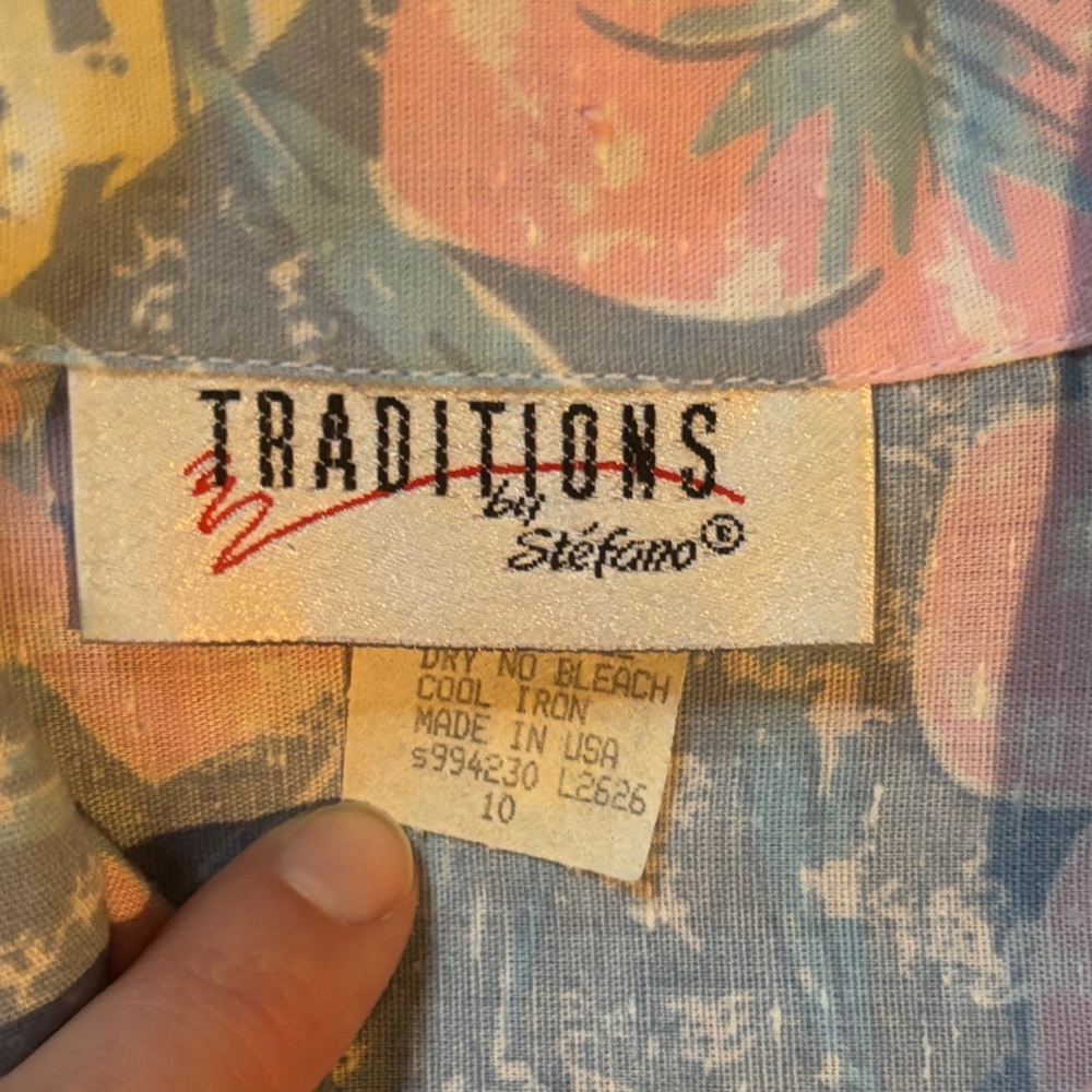 VINTAGE Pastel Floral Print Belted Women's Dress GOLDEN GIRLS 80s SIZE 10 - Picture 12 of 12